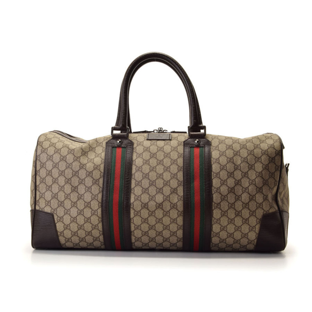 Gucci Boston bag GG Plus leather Beige Tan Black